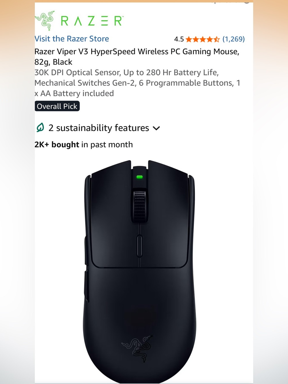 Razer Viper V3 Hyperspeed wireless gaming mouse